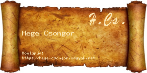 Hege Csongor névjegykártya